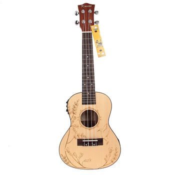 Kmise Spruce Ukulele 24” Electro-Acoustic Concert Ukulele Hawaii Guitar