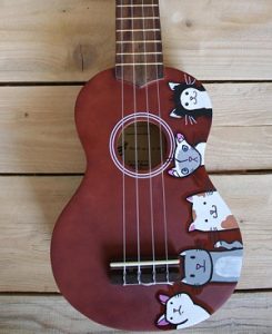cat painted ukulele