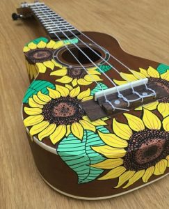 hand painted ukulele sunflowers